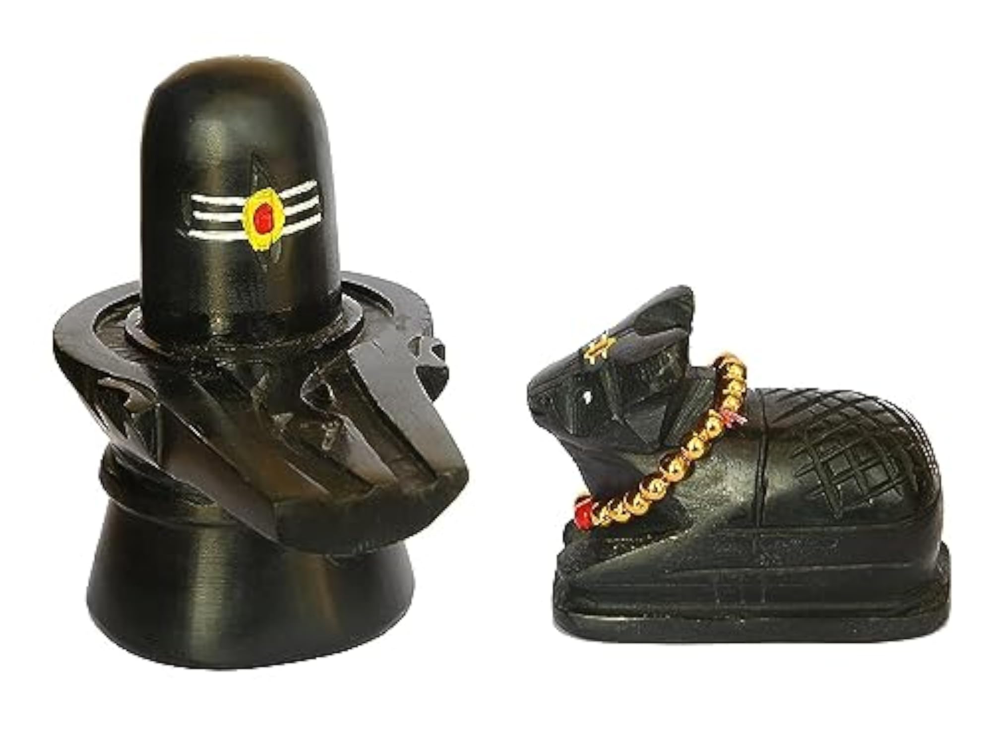 Stone Shivling with Nandi Idol, Handcrafted & Hand Painted